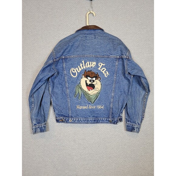 VTG 90s Warner Bros. Studio Outlaw Taz Denim Jean Jacket Unisex Small / Large - Picture 1 of 16